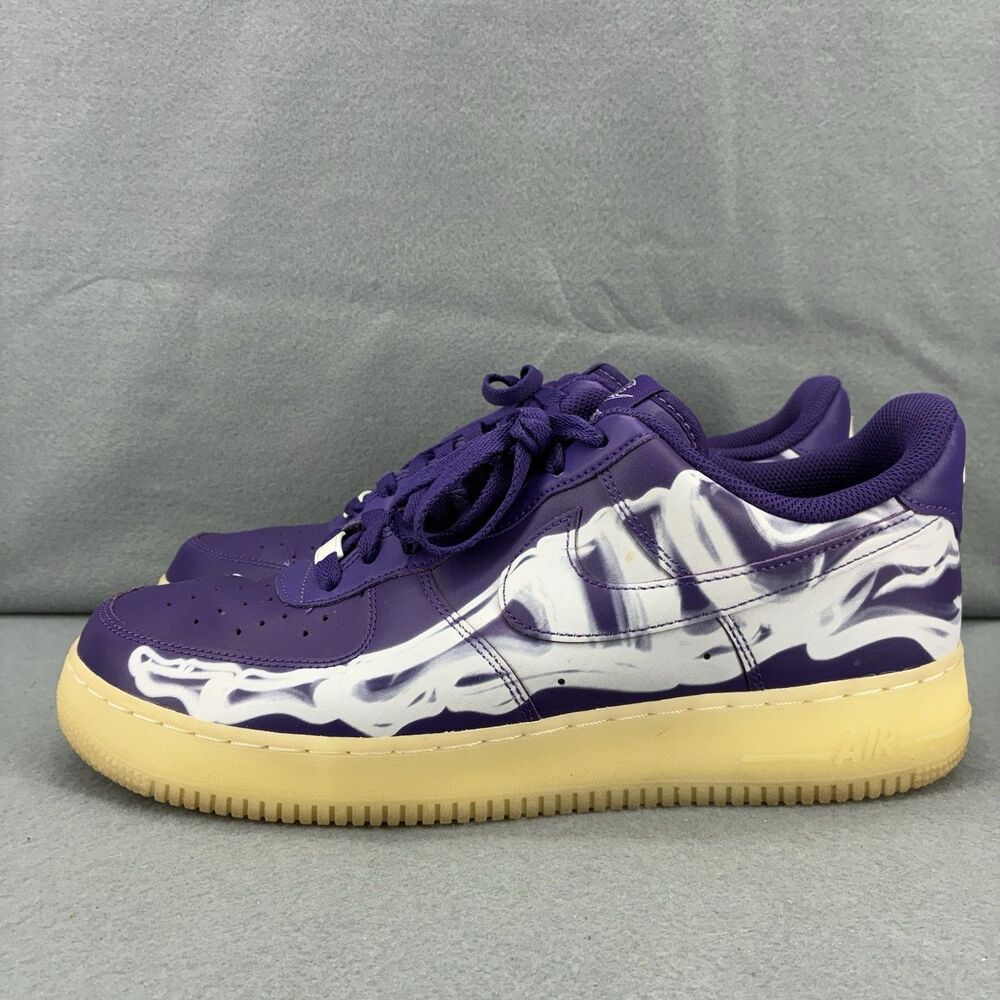 Nike Air Force 1 Low Purple Skeleton Halloween CU8067-500 Men’s Size 11 Glow